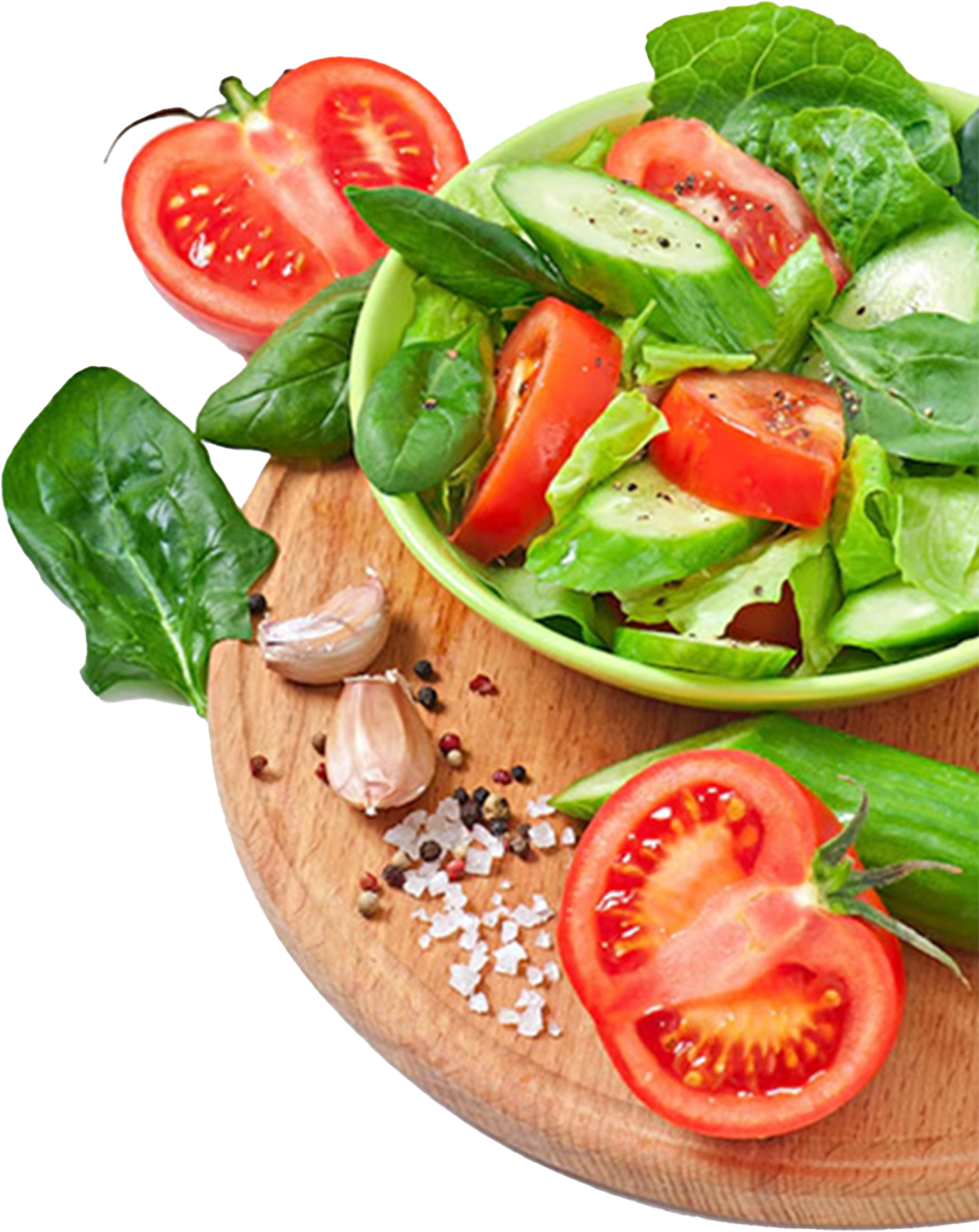 Bowl of fresh salad with tomatoes and spinach